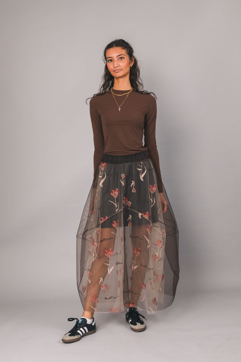 transparant tyllkjol, brun