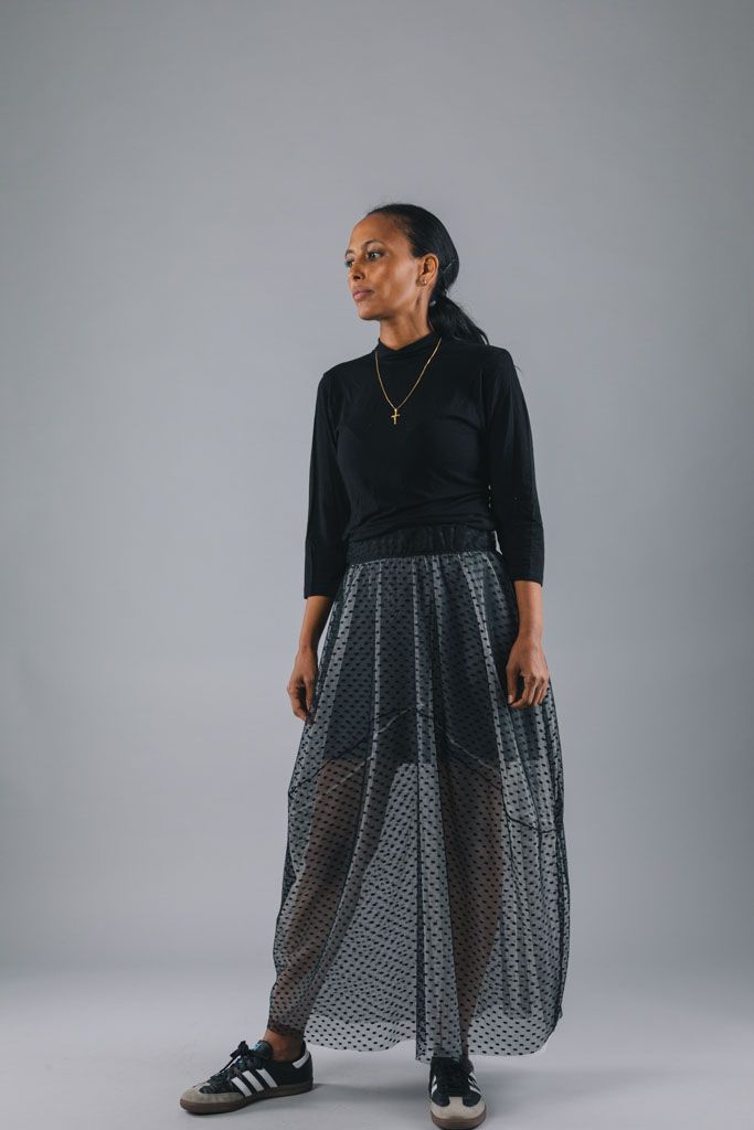 transparant kjol, prickig 